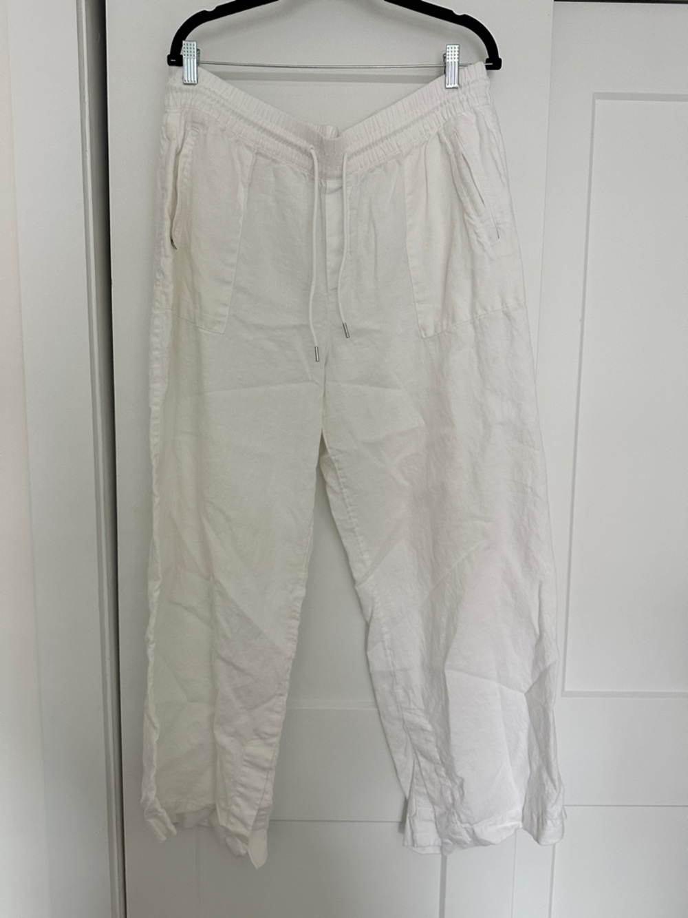 Athleta Retreat 100% Linen High Rise Wide Leg Pants in Calla Lily